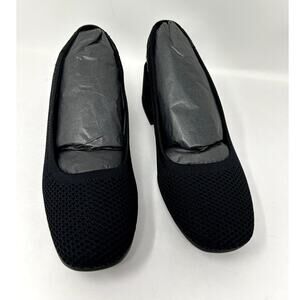 Eileen Fisher Women's Yarn Pump Shoes Black Stretch Knit Upper Sz 7.5 M Leather